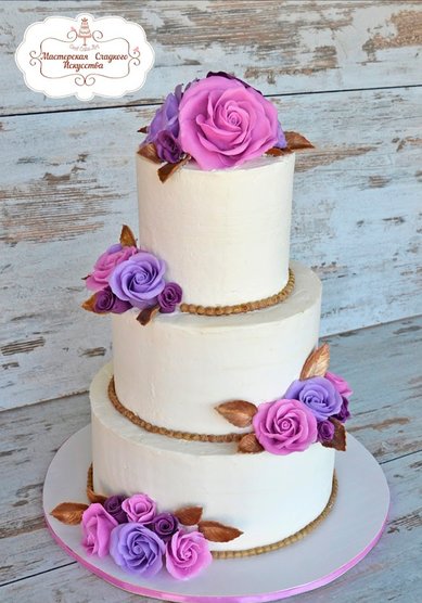 Свадебный торт Кремовый торт с мастичными розами (М131834) - Компания Мартынова Яна