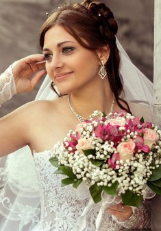 Cвадебная прическа Т15887 с собранными волосами