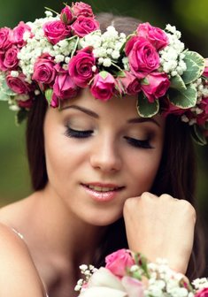 Cвадебная прическа Т15891 с распущенными волосами