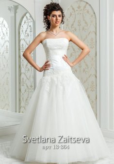 Свадебное платье 13-364-S32204. А-силуэт, длинное без шлейфа.