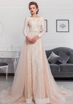 Свадебное платье 17-369-S65814. С прямой юбкой, трансформер.